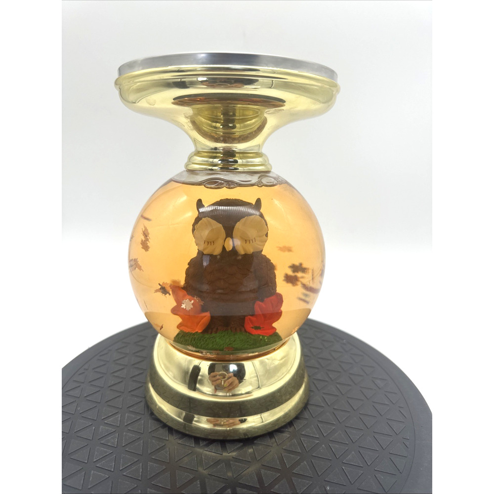 Bath & Body Works 2022 Owl Leaves Water Globe Candle Pedestal Stand Holder